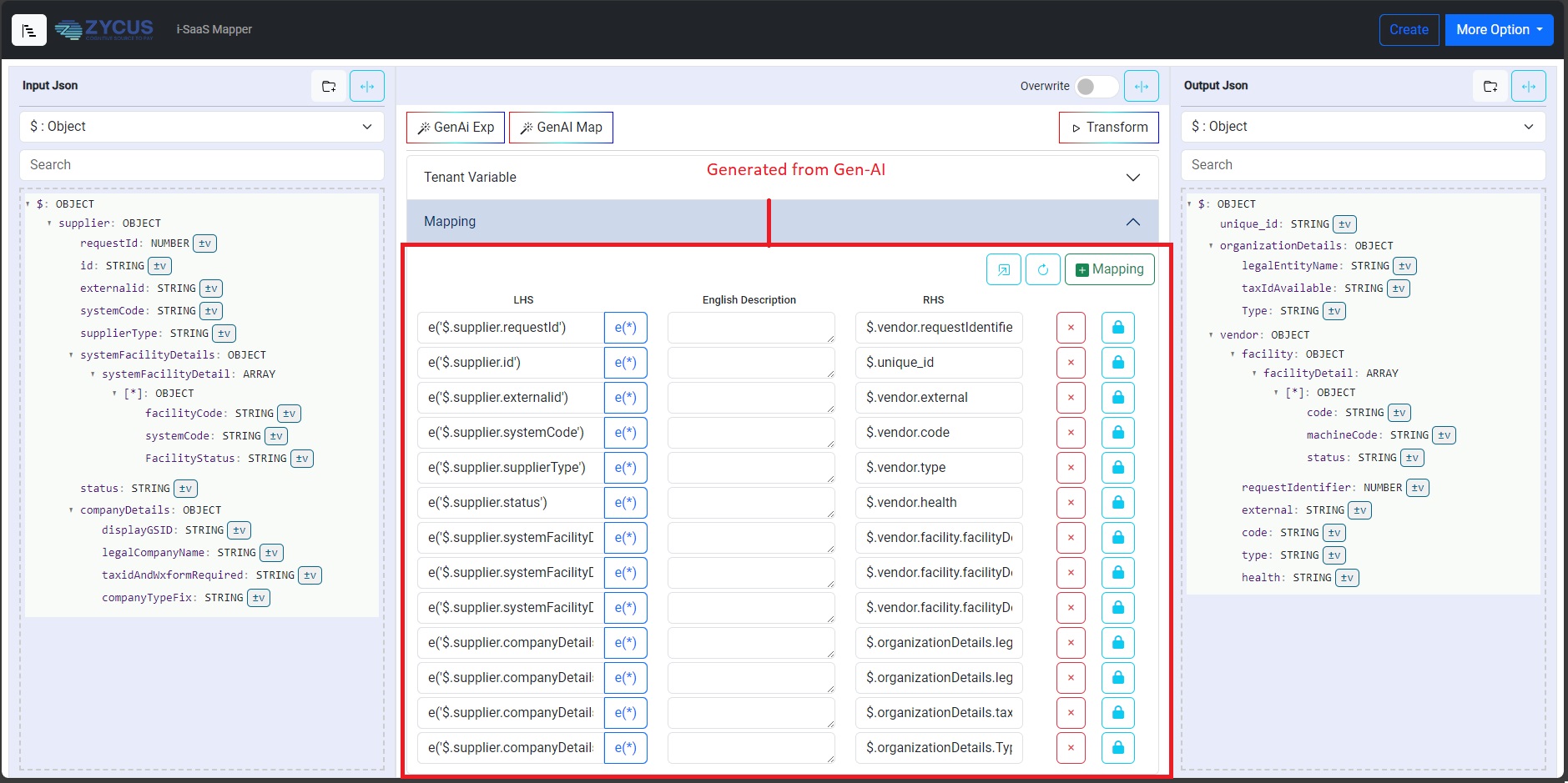 GenAI Mapper step 2, AutoMap with AI